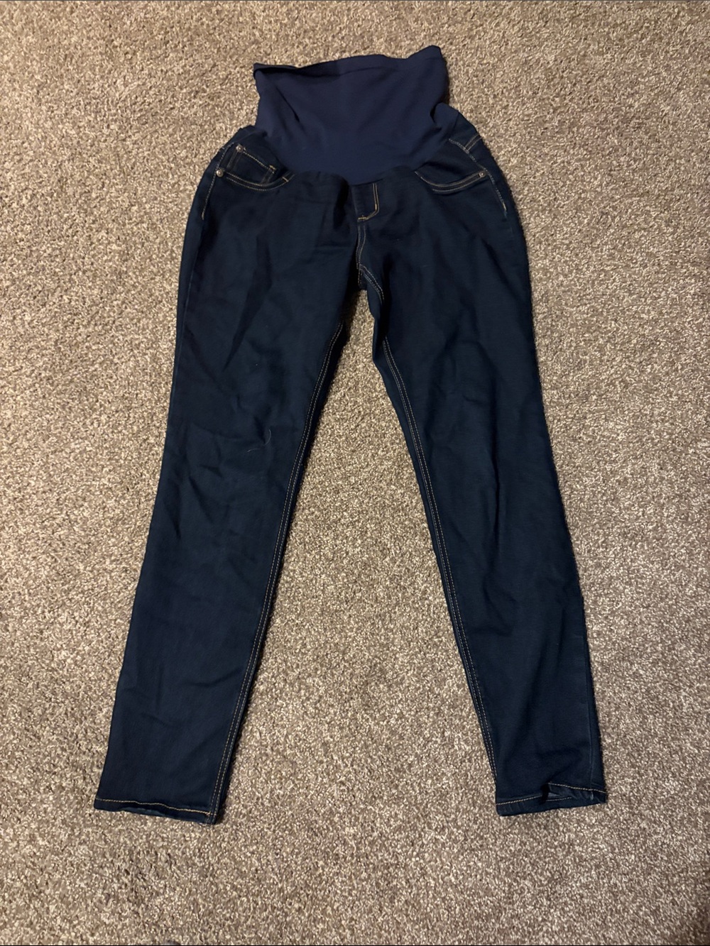 Indigo Blue Dark Navy Maternity Jeggings with Overband